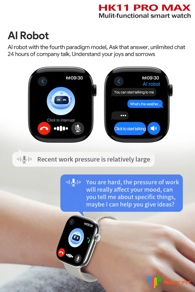 PopZa HK11 Pro Max AMOLED Display Smartwatch with Bluetooth Calling Fitness Tracker Heart Rate Monitor and Sports Modes – Black