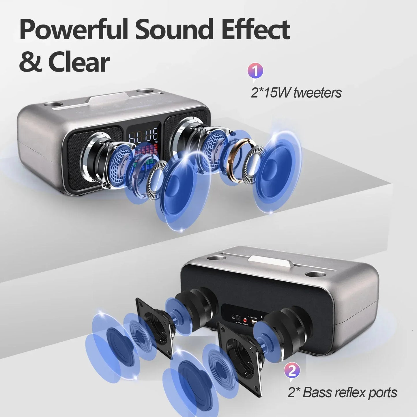 PopZa S39 Pro Wireless Bluetooth Speaker with Powerful Bass Long Battery Life and Portable Design – Black