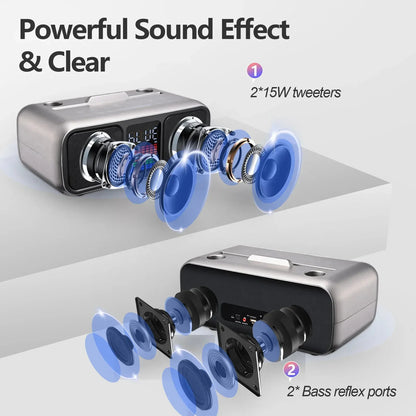 PopZa S39 Pro Wireless Bluetooth Speaker with Powerful Bass Long Battery Life and Portable Design – Black